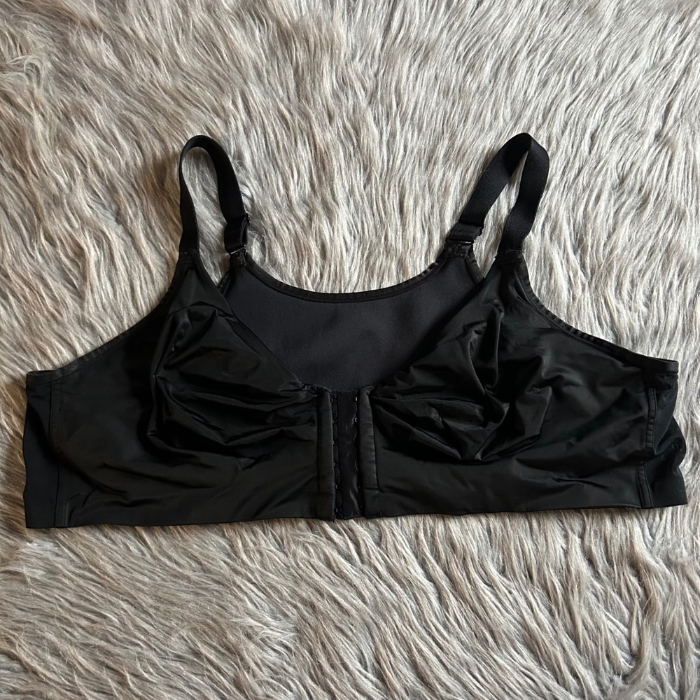 Serenada Wireless Unlined Bra Womens Size 46D Black Unpadded Front Closure
